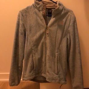 Light blue North Face fuzzy jacket